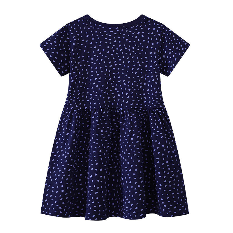 Mädchen T-Shirt Kleid mit buntem Dinosaurier- und Blumenmotiv Drune