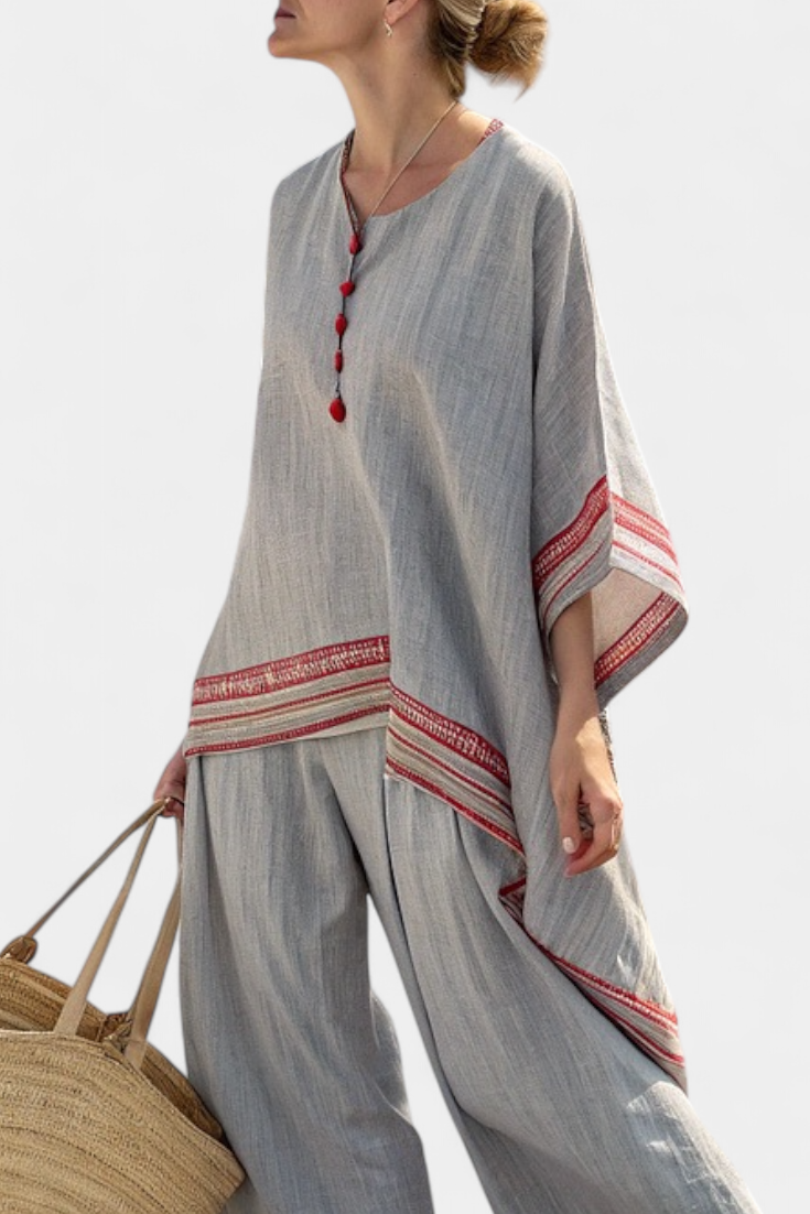 Rossella – asymmetrische Bluse und weite ethnische Hosen