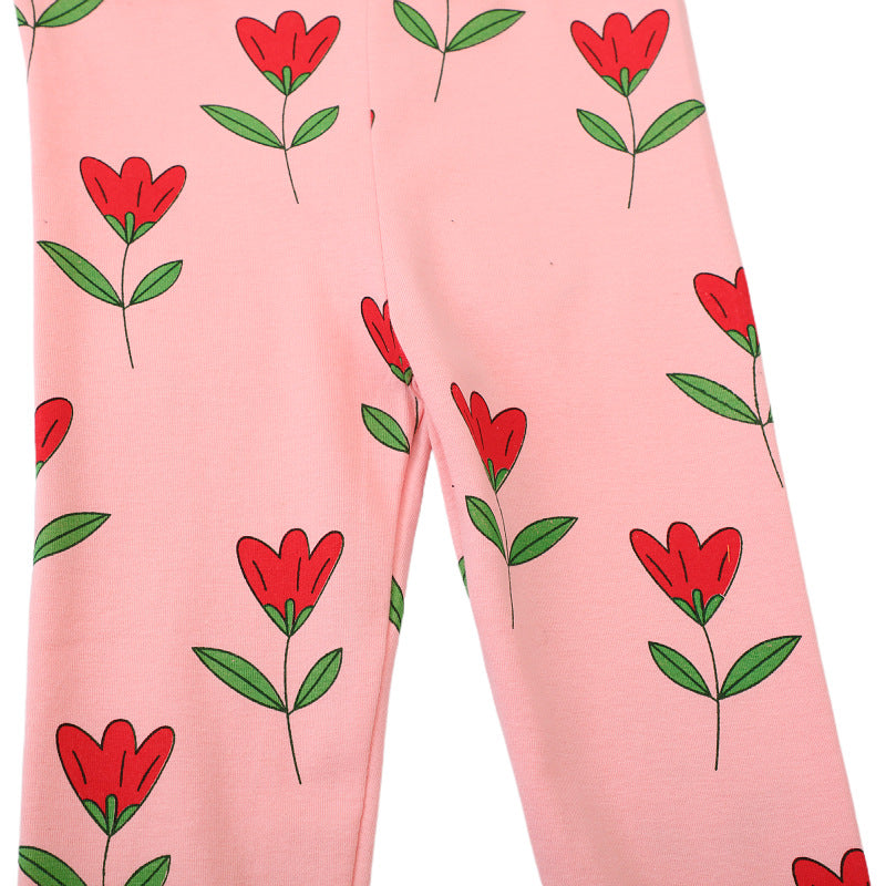 Mädchen Leggings mit verspieltem Blumenmuster Drune