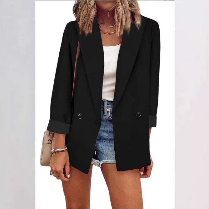 Damen nan legerer Oversize Blazer mit dreiviertelärmeln und kontrastmanschetten Drune