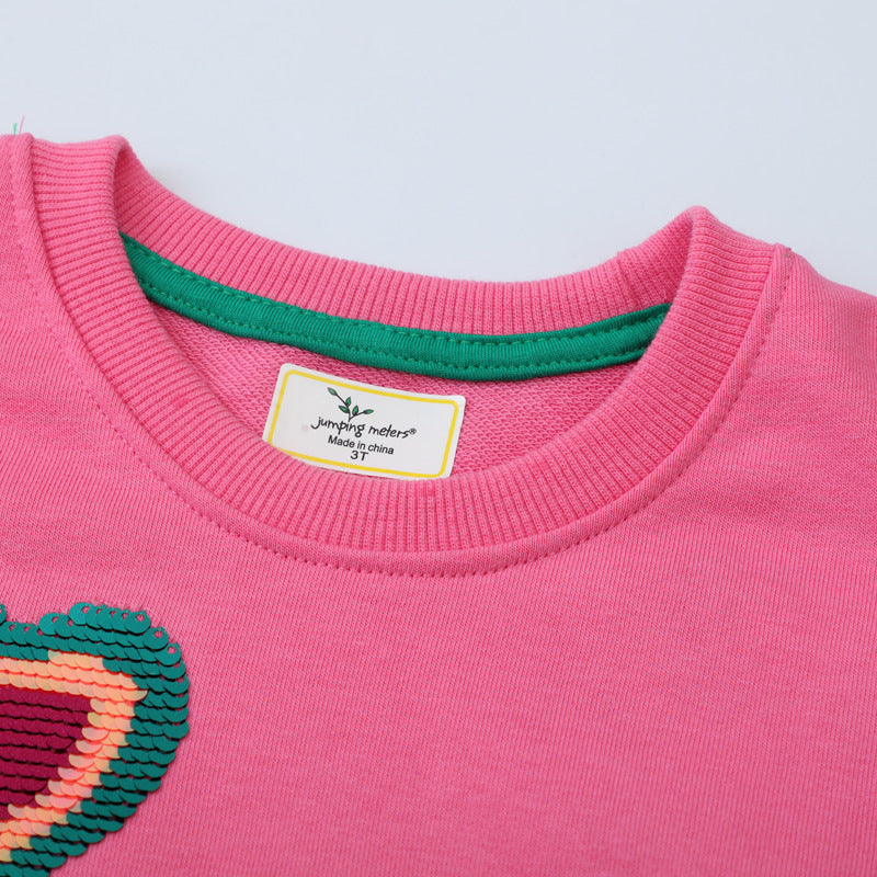 Mädchen Sweatshirt mit glitzernden Regenbogenapplikationen Drune