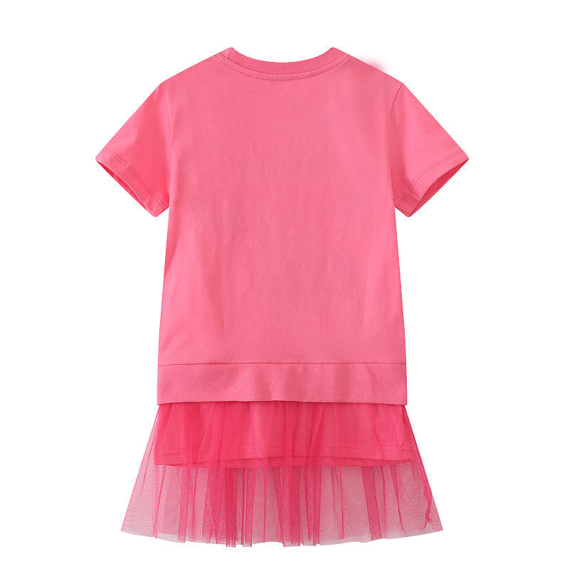 Mädchen T-Shirt Kleid mit bezauberndem Tüllunterrock Drune