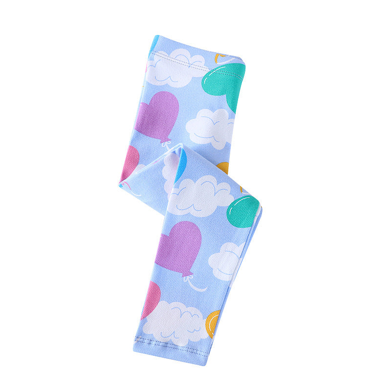Mädchen Leggings mit fröhlichem Herz- und Wolkenmotiv Drune