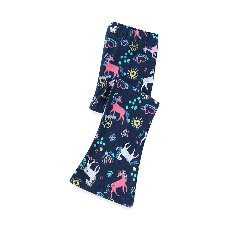 Mädchen Leggings mit verspieltem Einhorn- und Blütenmuster Drune