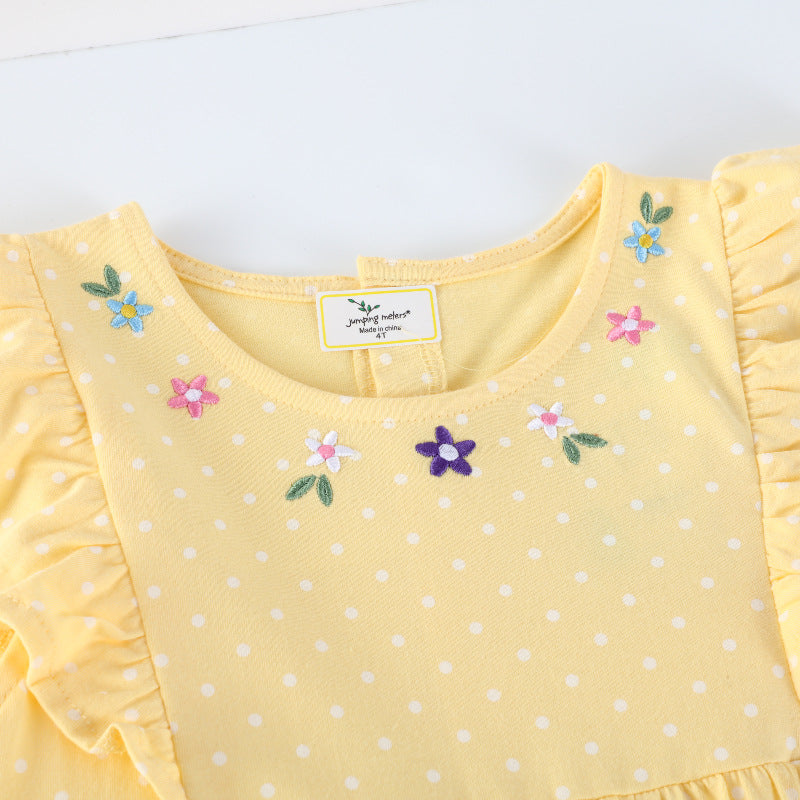 Mädchen Sommerkleid mit verspielten Hasen- und Blumenstickereien Drune