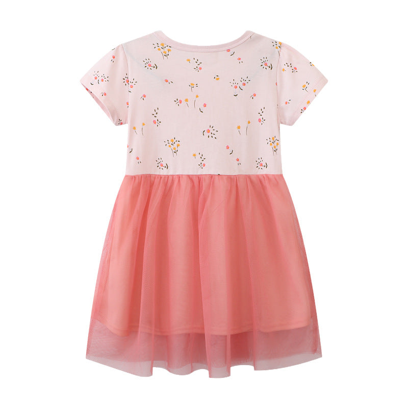 Mädchen Tüllkleid mit Hasenmotiv und floralen Applikationen Drune