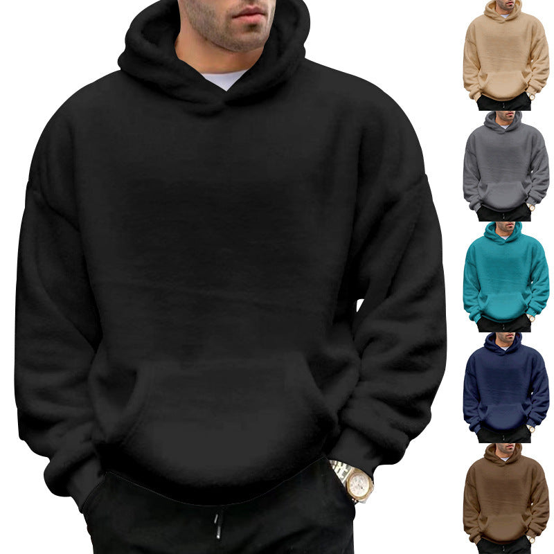 Unisex nan kuscheliger Teddy-Fleece Hoodie mit überlanger Passform und Kängurutasche Drune