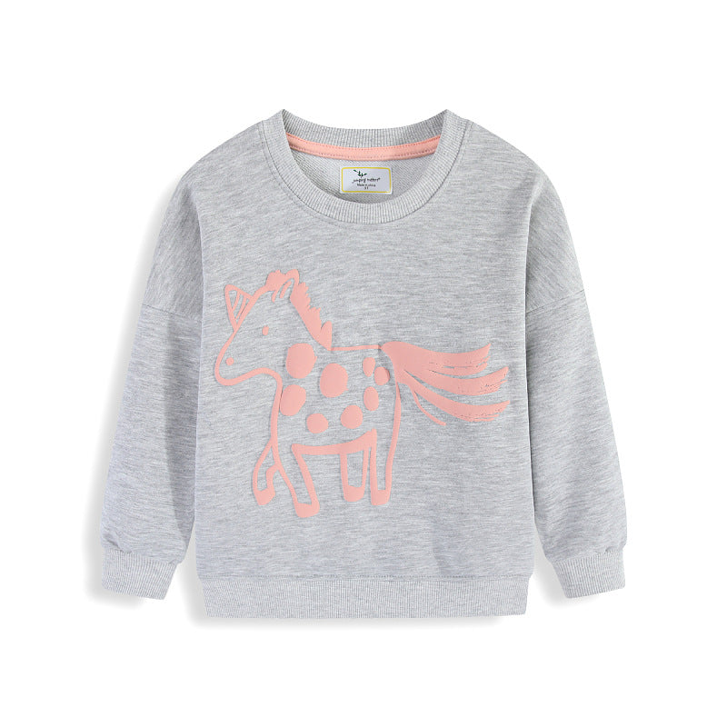 Mädchen Sweatshirt mit verspieltem Pferde-Design Drune