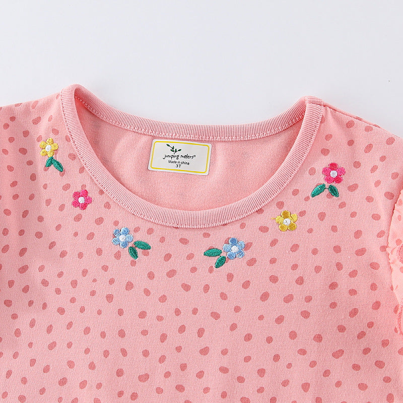 Mädchen Langarmkleid mit niedlichen Hasen- und Blumenapplikationen Drune