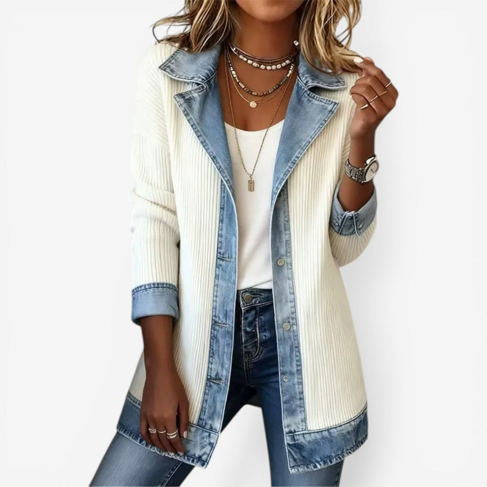 Emili | Damen Jacke aus Denim-Mischgewebe – Denim Mix Jacke Damen