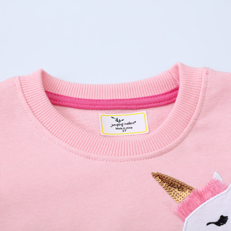 Mädchen Sweatshirt mit glitzerndem Einhornmotiv Drune