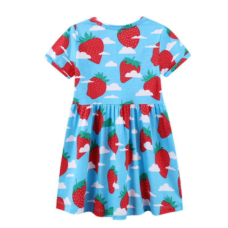 Mädchen Sommerkleid mit fröhlichem Erdbeer-Print Drune
