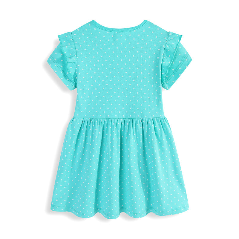 Mädchen Kurzarm Kleid mit verspieltem Hasen- und Blumenmotiv Drune