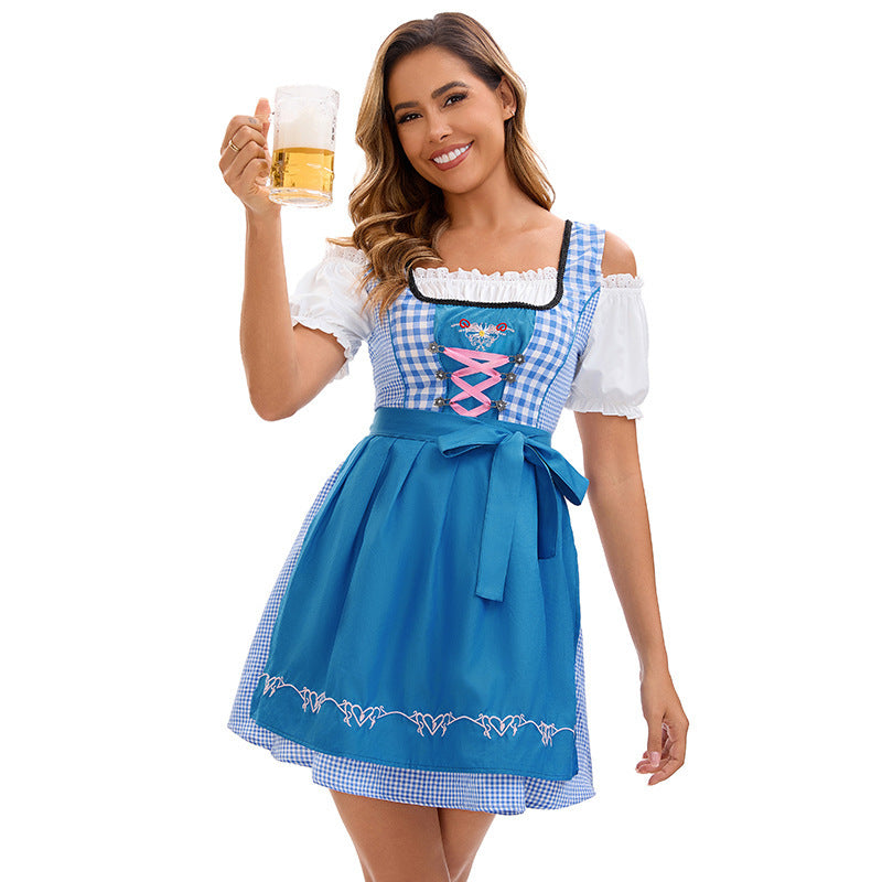 Damen nan traditionelles bayerisches Dirndlkleid mit dekorativer Schnürung und abnehmbarer Schürze Drune