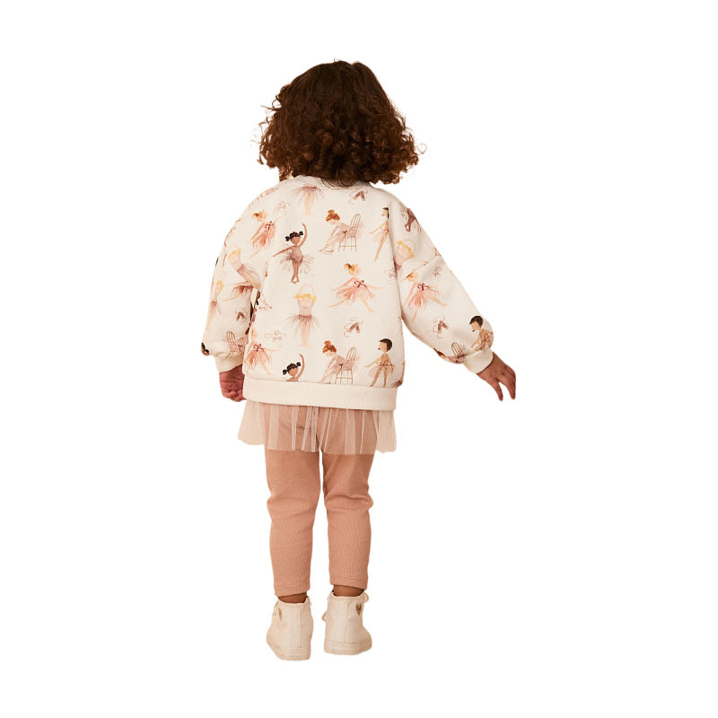 Mädchen Sweatshirt-Kleid mit verspieltem Ballettmotiv und Tüllrock Drune
