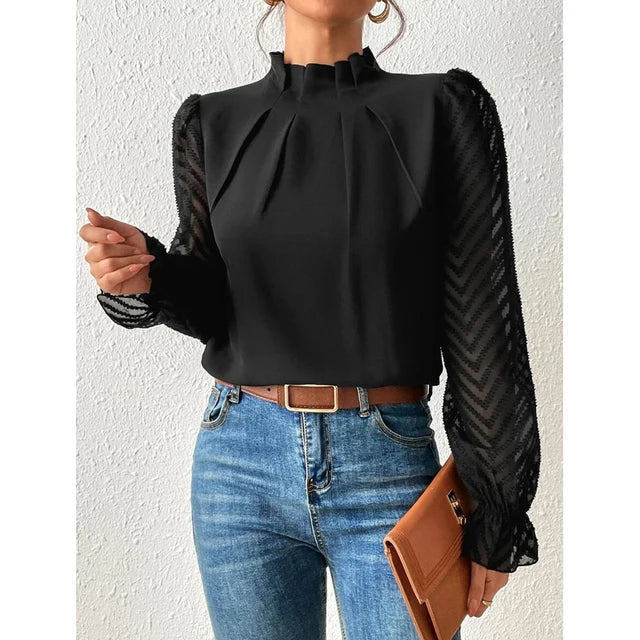 Oberteil Damen | Mesh-Ärmel & Elegant