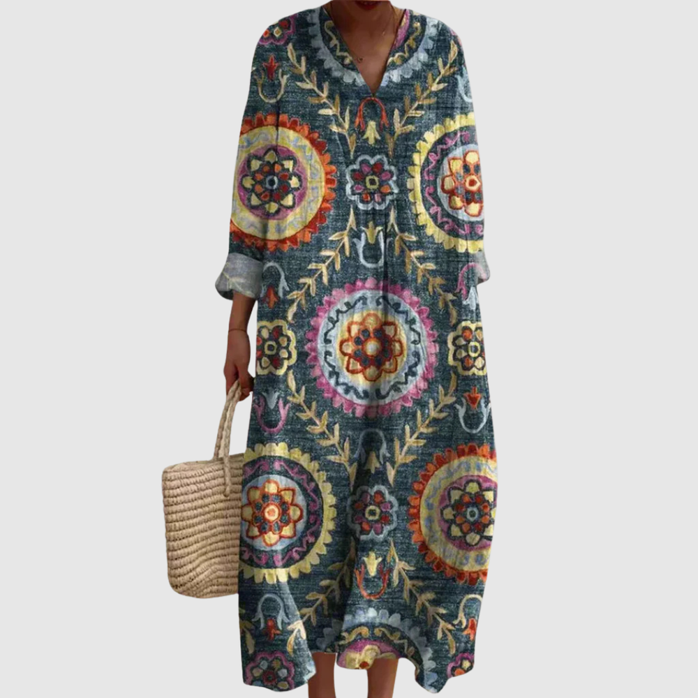 Ava | Geometrisches Midi-Kleid