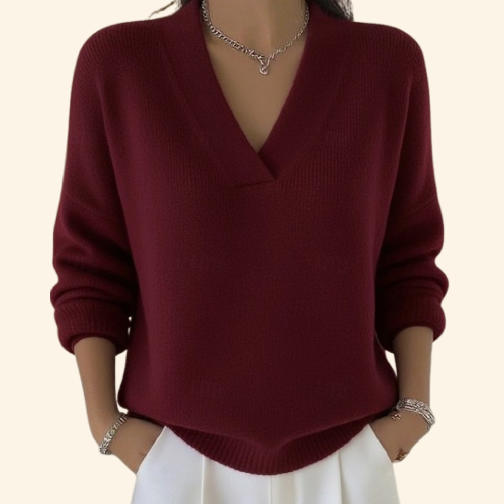 Laura | Stilvoller Damen Pullover elegant mit V-Ausschnitt