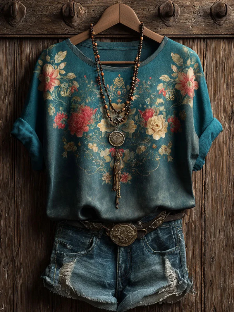 Claressa – Atmungsaktive Bluse Mit Blumen Muster