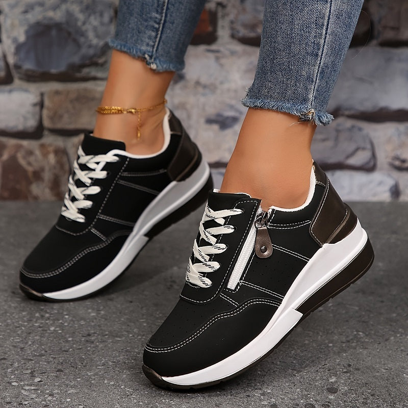 Orthopädisch Sneaker Damen | Keilsohle mit Reißverschluss & Schnürung