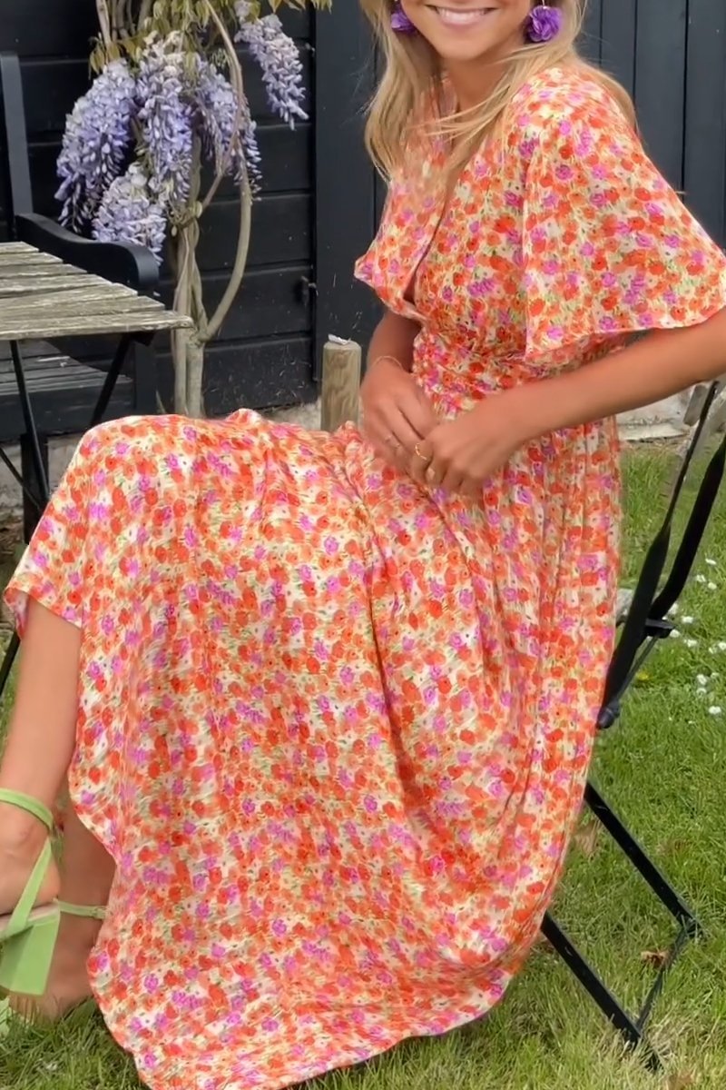 Capucine – Elegantes Langes Kleid Mit Blumen