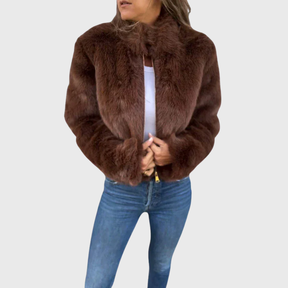 Greta | Warme Damen Fleecejacke Teddy modern elegant