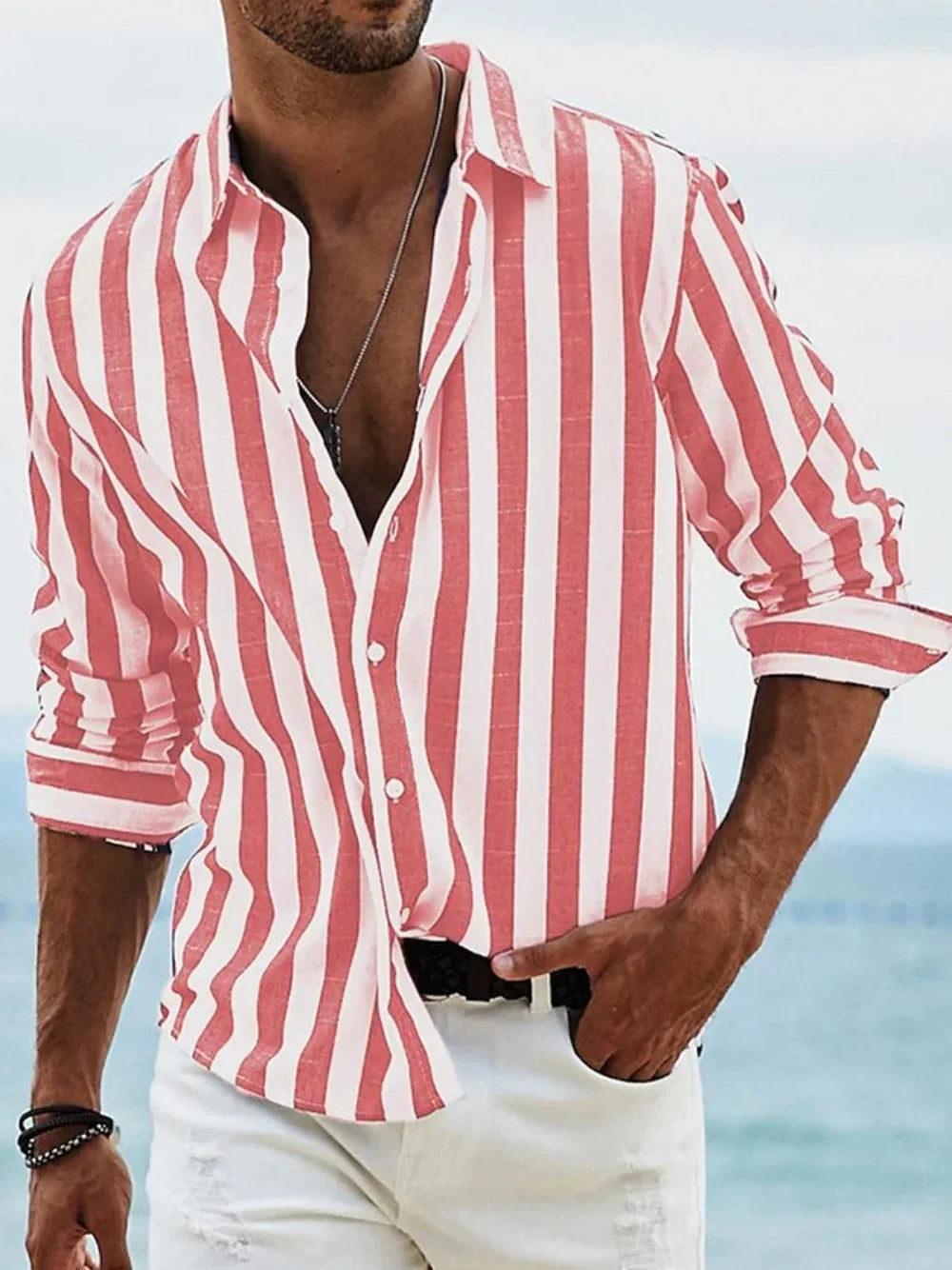 Polohemd Herren | Sommerliches Streifen-Design & Lässiger Langarm-Fit