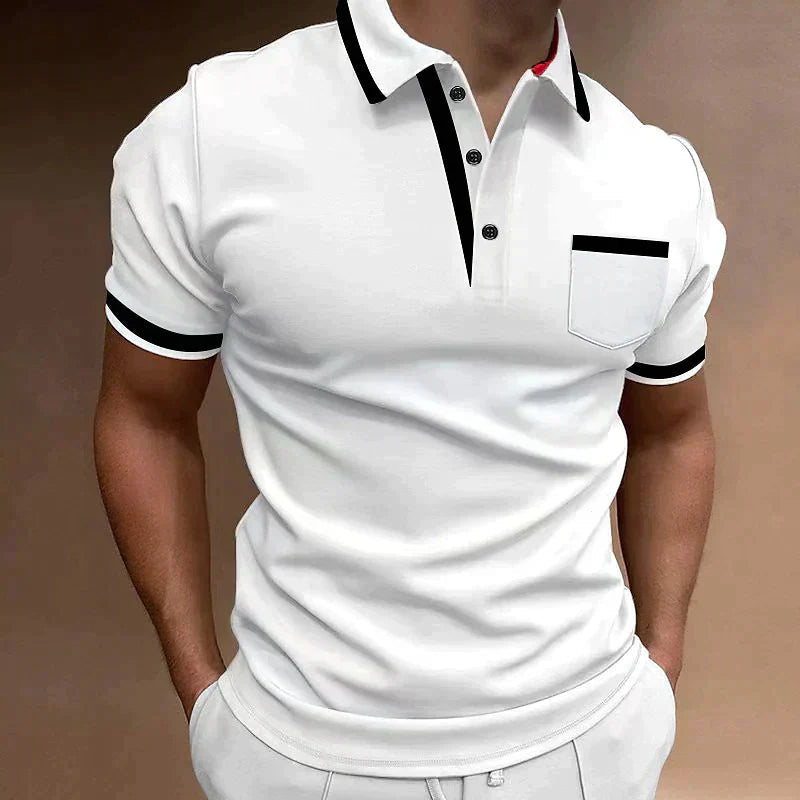 Poloshirt Herren | Brusttasche & Kontrastkragen