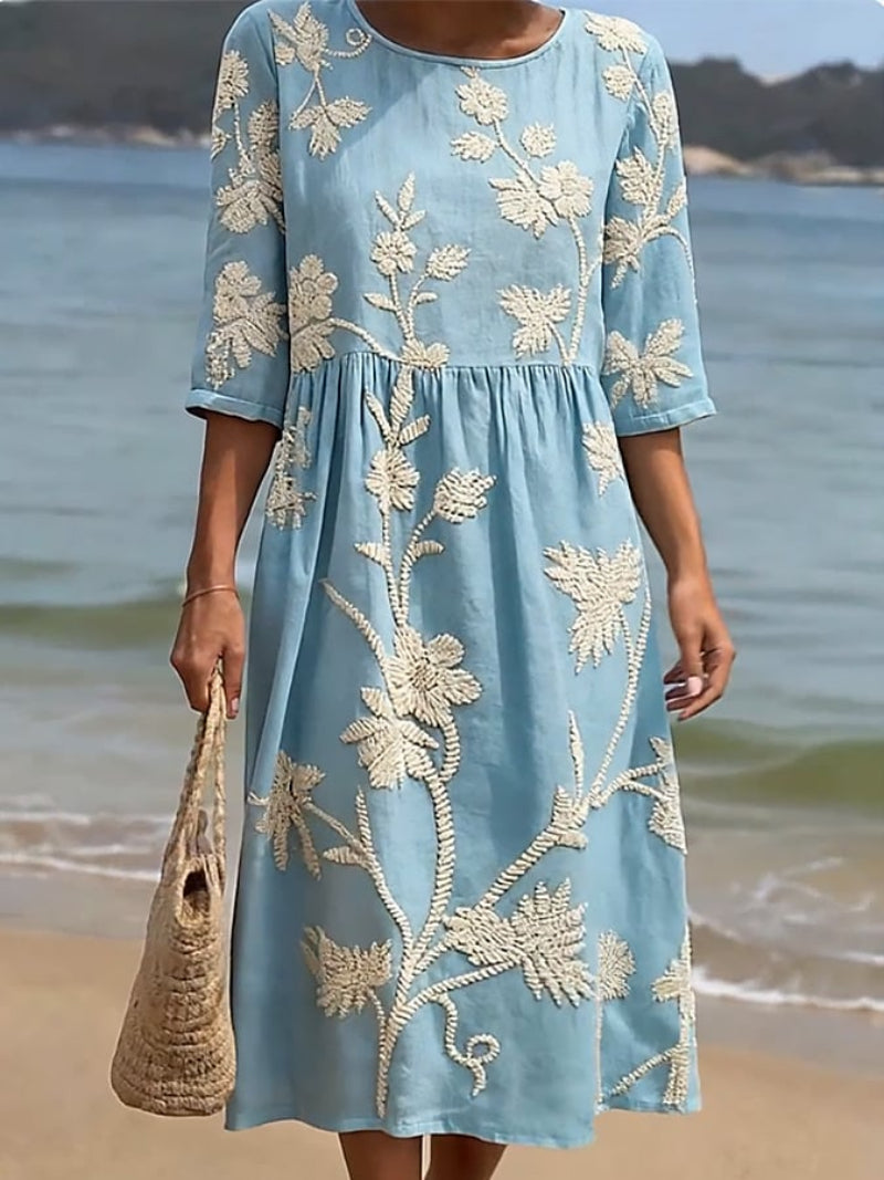 Helena - Strukturiertes Midikleid aus Leinen
