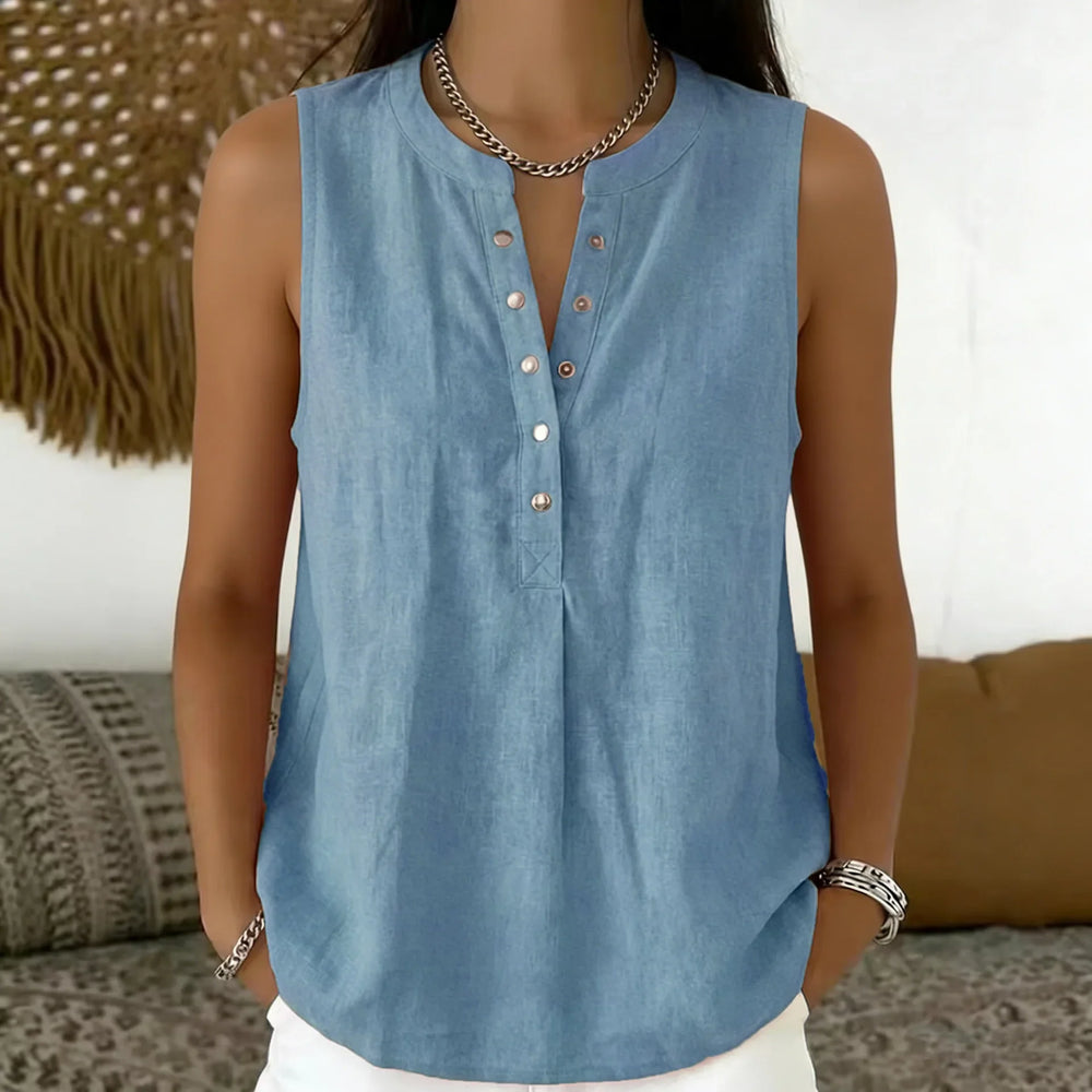 Bluse Nadine™ mit Knopfleiste und Rundhalsausschnitt