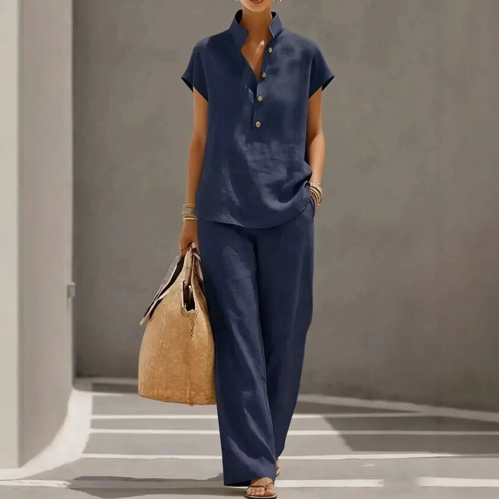 Marelisse™ Set aus leichtem und atmungsaktivem Stoff mit lockerer Bluse und weiter Hose