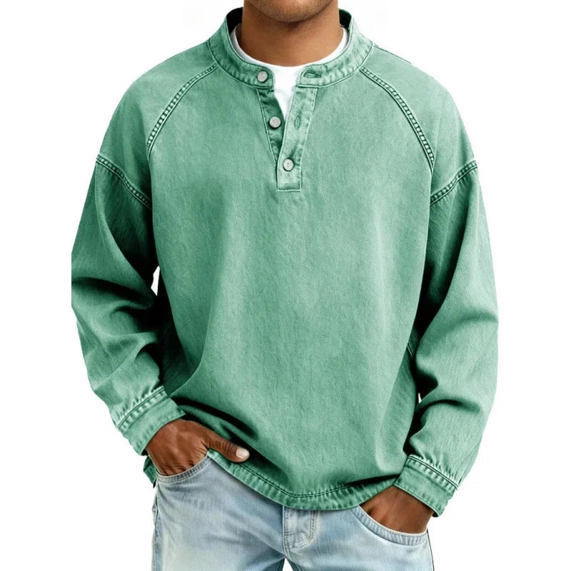 Pedro | Herren Langarmshirt Vintage Knöpfe – Vintage Herrenhemd Langarm 2026