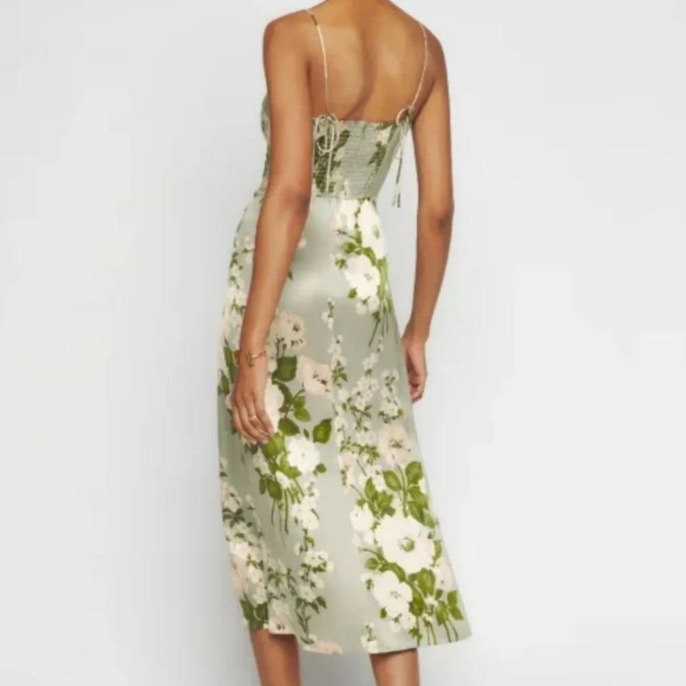 Emily | Atemberaubendes Grünes Sommerblumenkleid