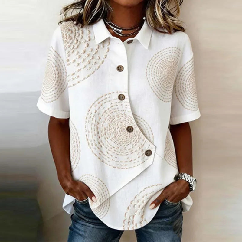 Celisse™ Bluse Mit Asymmetrischem Schnitt Und Knopfleiste