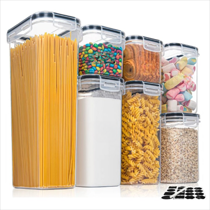 Küchenlebensmittelaufbewahrungsbehälter-Set 7 Stück BPA-frei luftdicht mit Etiketten – StoreMate