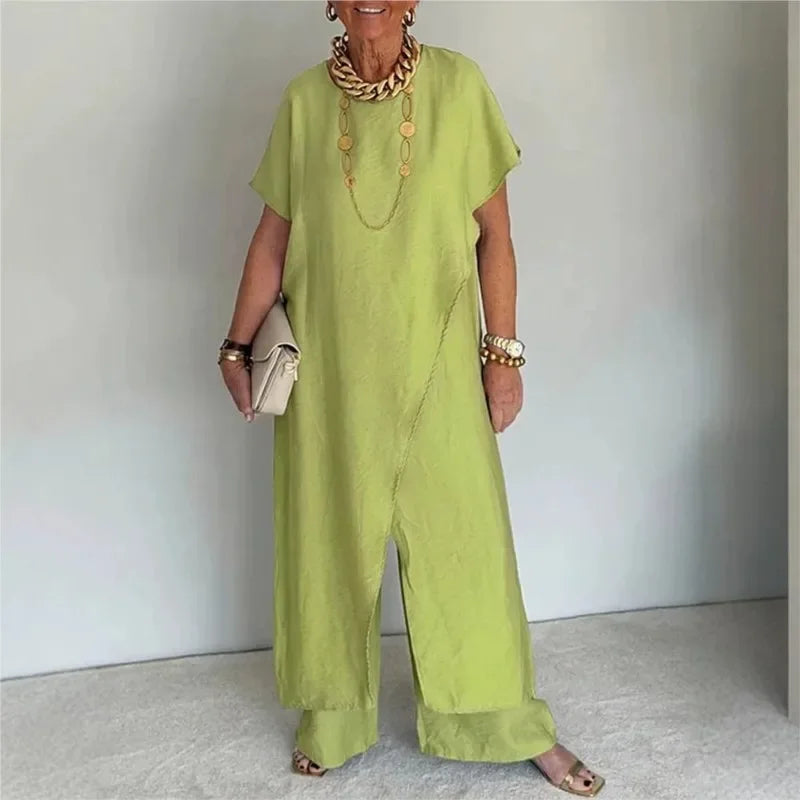 Aurenya™ Set Mit Asymmetrischer Tunika und Fließender Pantalonhose