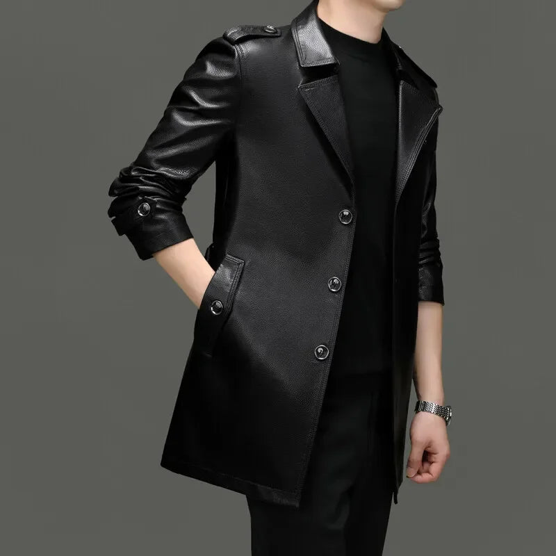 Veltraz™ Mantel Aus Premium-Leder Mit Moderner Eleganz