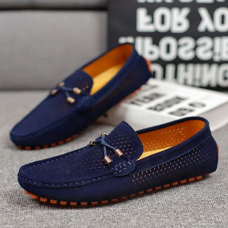 Miro Leder-Loafer mit Perforation | Blau