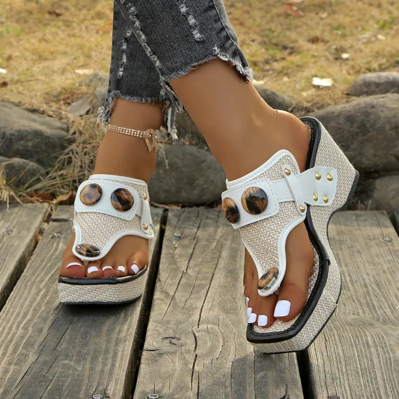 Zesika – Geflochtene Keilabsatz Zehensandalen