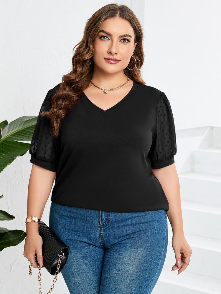 Hanna | Damen V-Ausschnitt Top Mit Puffärmeln