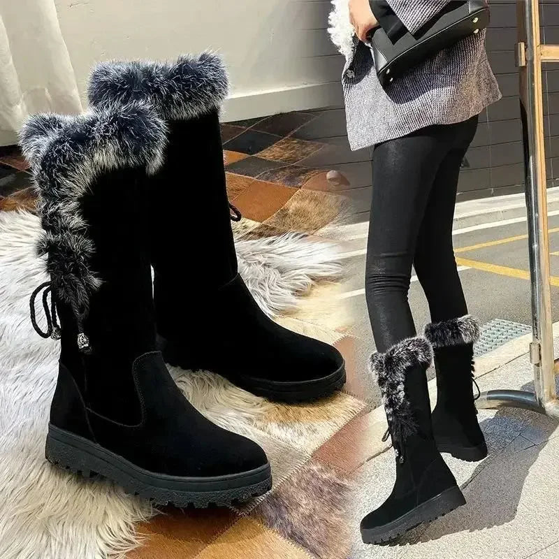 Winterelle™ Stiefel Mit Felloptik und Robuster Sohle