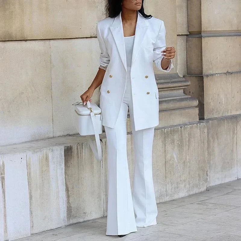 Damen Blazer-Set Zweireihig | Ausgestellte Hose