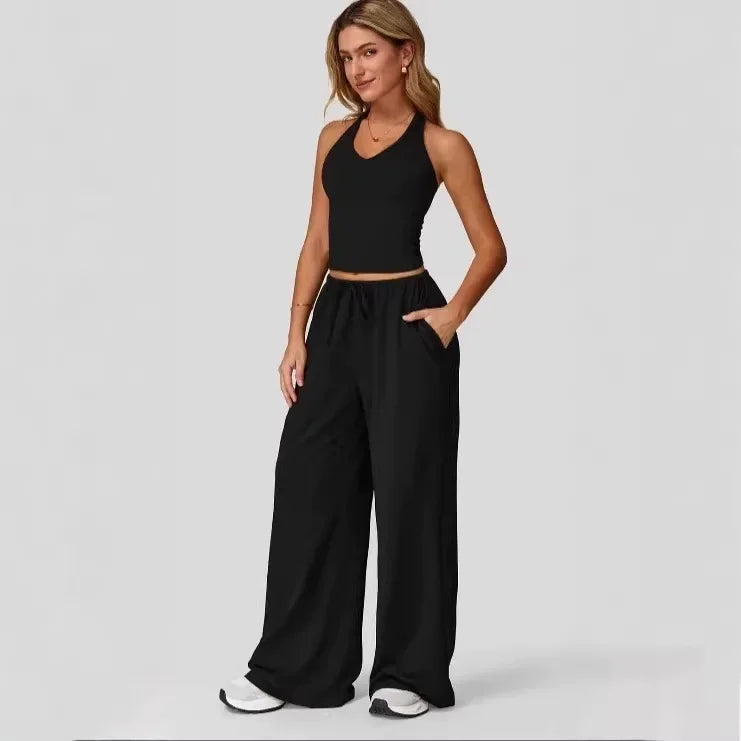 Lunary™ Set Mit Minimalistischem Top und Fließender Pantalonhose