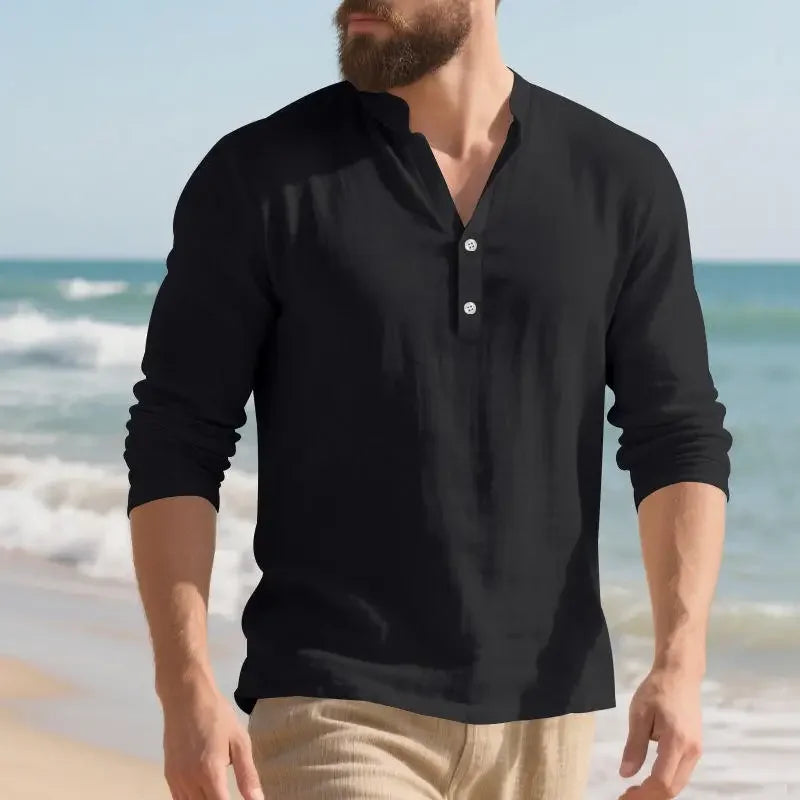 Orvian™ Hemd aus Premium-Leinen mit Minimalistischem Henley-Kragen