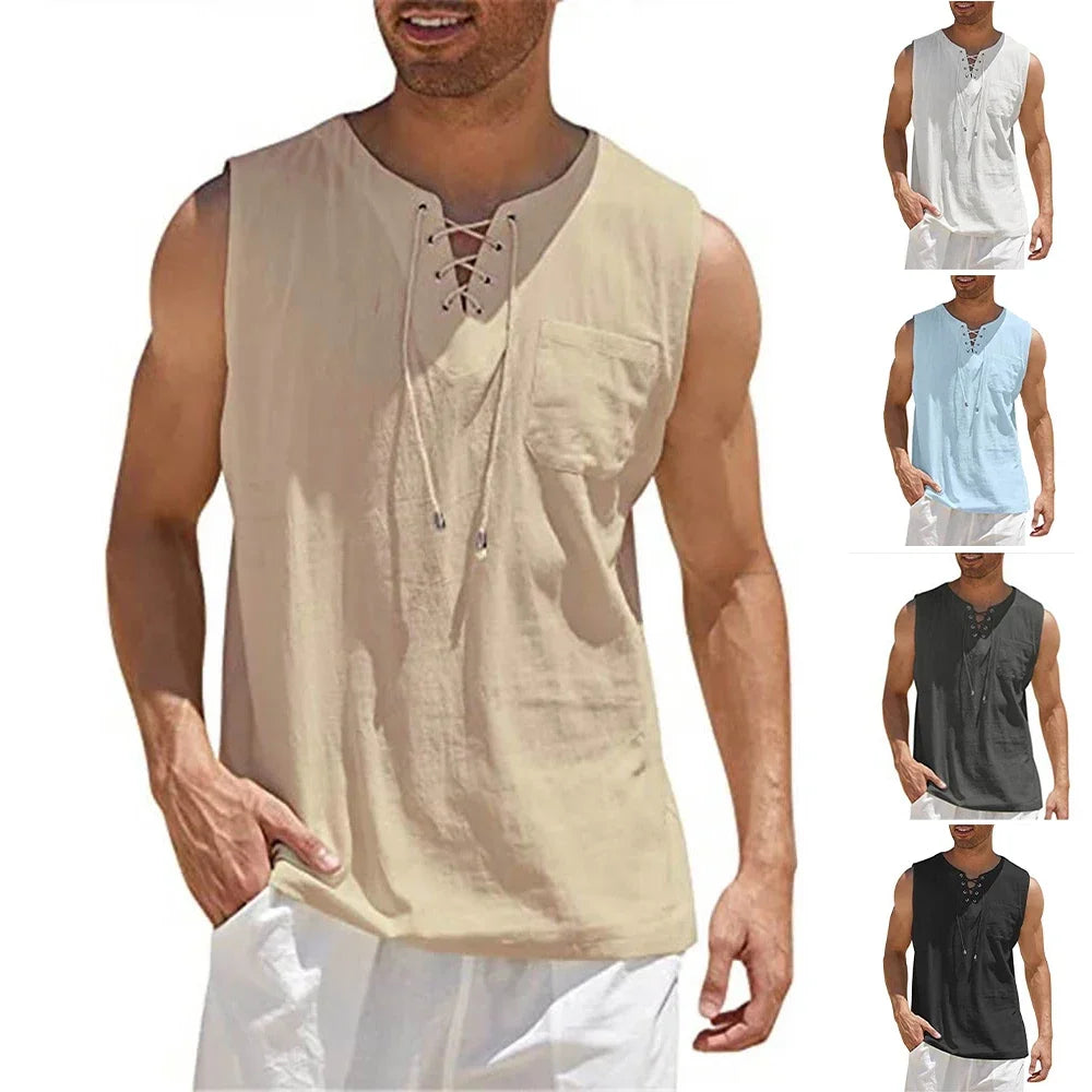 Zayron™ Tanktop aus Leinen-Baumwolle mit Modernem Schnitt und Lässigem Stil
