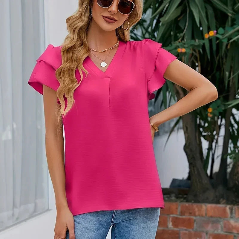 Pauline™ Bluse mit gestuften Ärmeln und Frontfalte