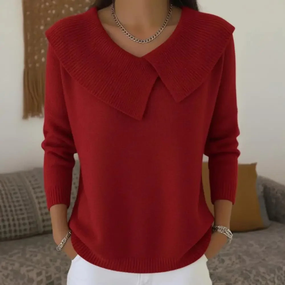 Noelle™ Pullover aus strukturiertem Strick mit stilisiertem Kragen