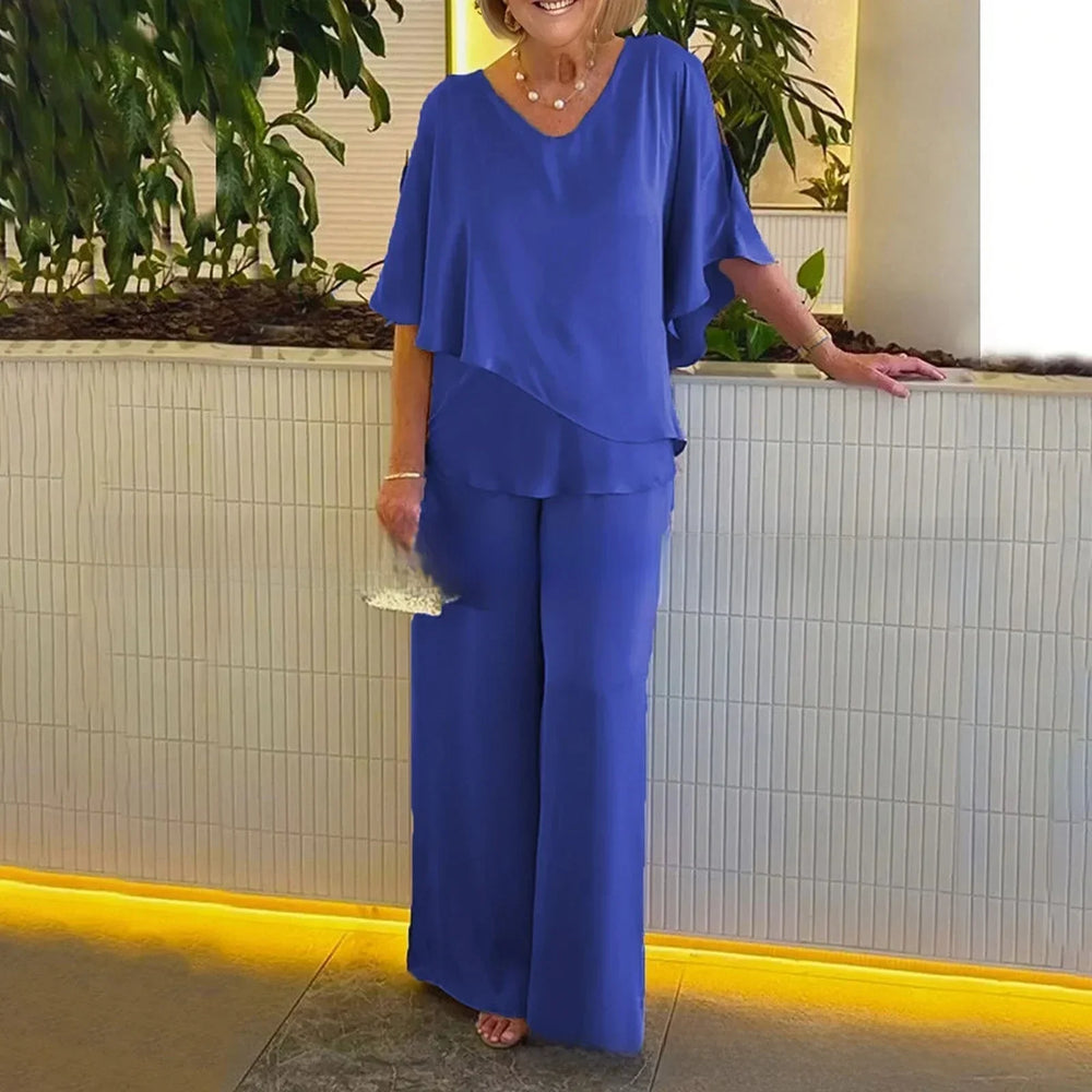 Mirelly™-Set aus Premium-Strick mit Asymmetrischem Oberteil und Eleganter Hose