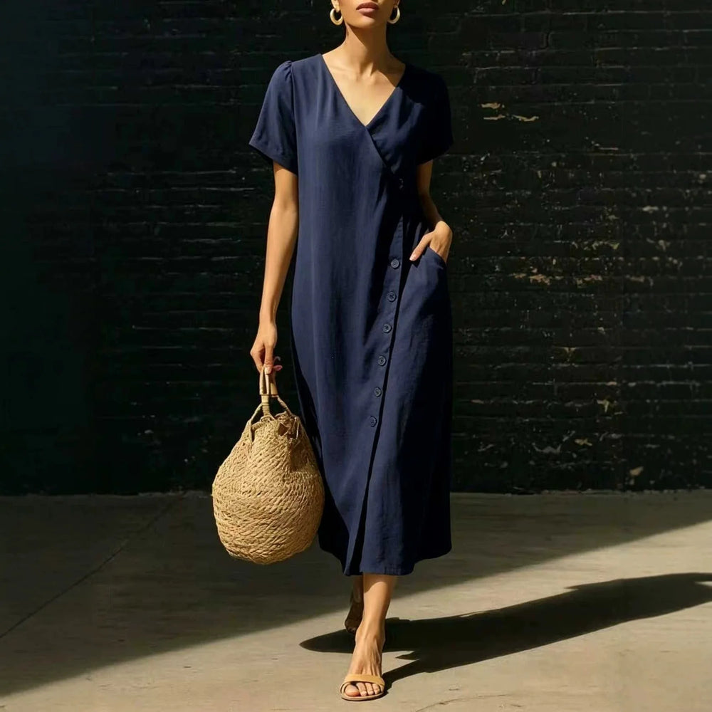 Clarisa™ Midikleid Mit V-Ausschnitt Und Eleganten Knöpfen