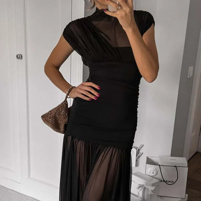 Elixire™-Kleid mit Durchscheinendem Tüll und Raffinierten Falten